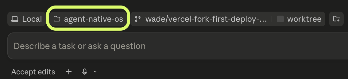 Select the agent-native-os folder inside your GitHub folder
