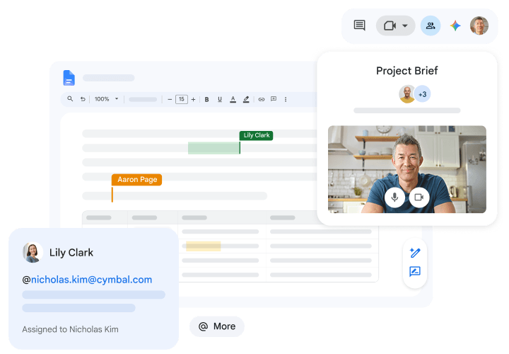 Official Google illustration of simultaneous collaborators in a shared document