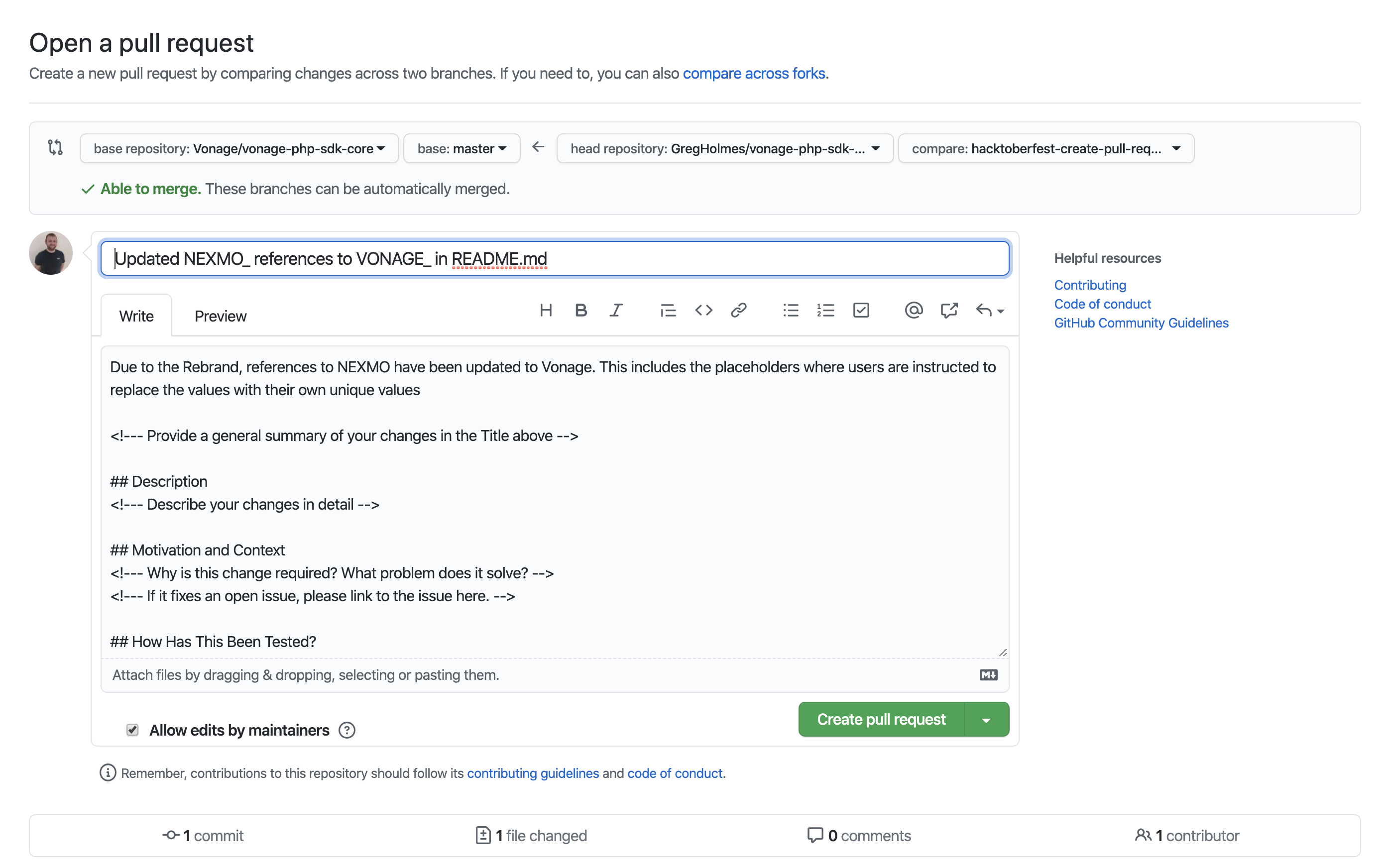 GitHub open review packet screen before accepted work returns to main