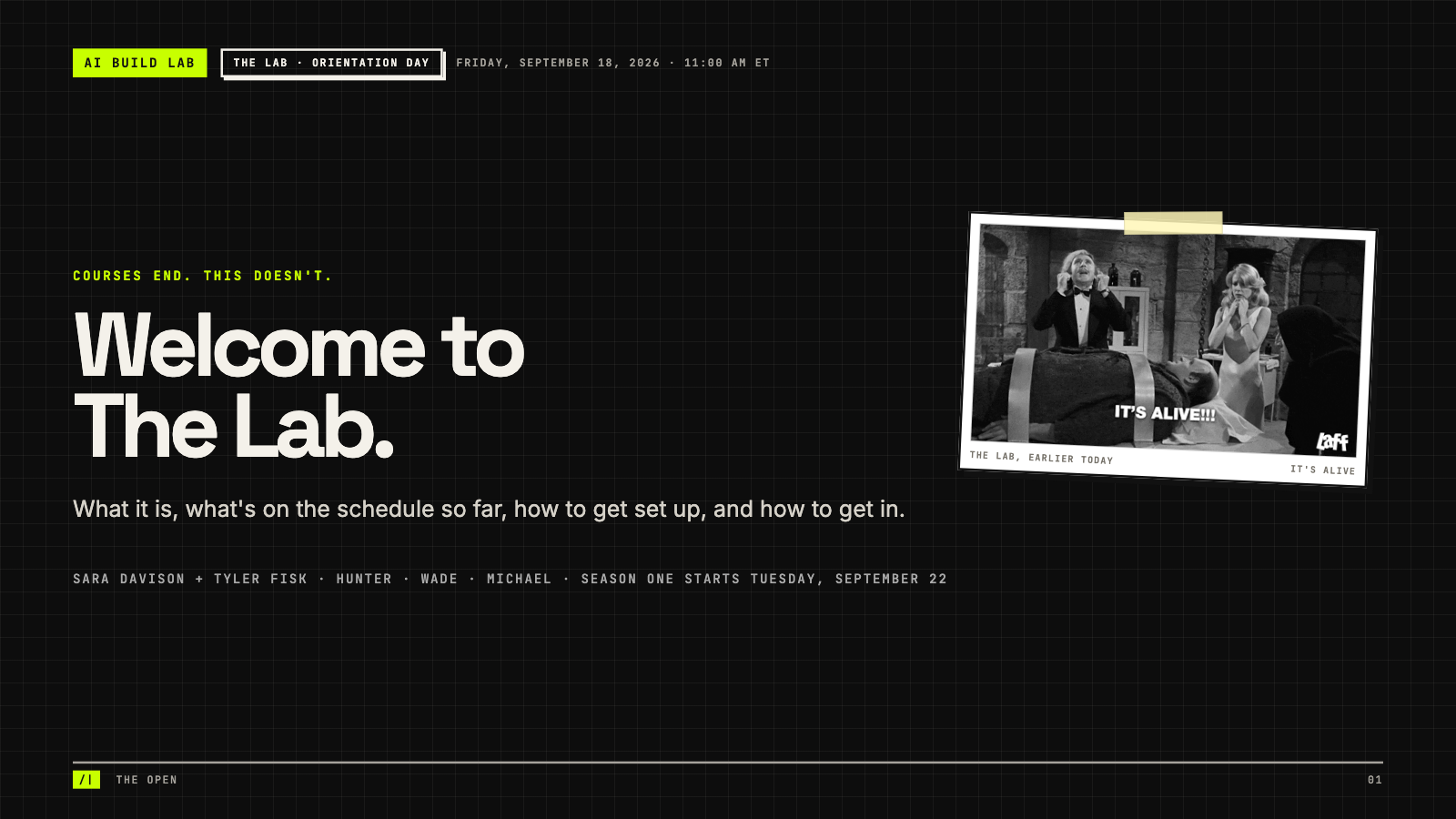 The Lab orientation deck cover: Welcome to The Lab